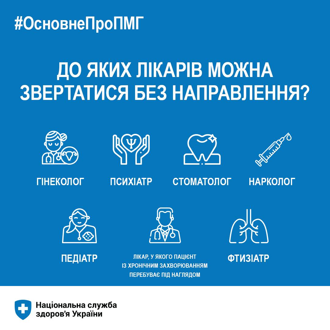 Візит до яких спеціалістів не потребує електронного направлення?